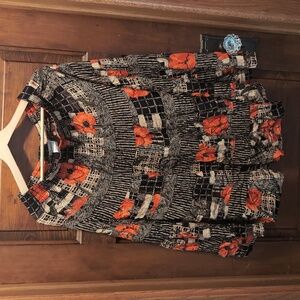 Vintage Carole Little poppy rayon skirt sz 12